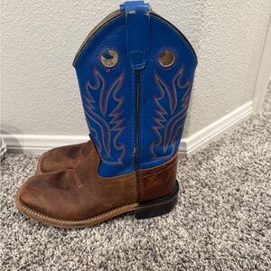 Kids Cody James Brown Leather & Blue Shaft Western Boots
